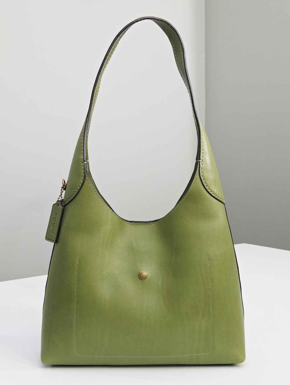 EXCELLENT AUTHENTIC COACH BROOKLYN 28 SHOULDER BAG - DARK LIME - Picture 11 of 13